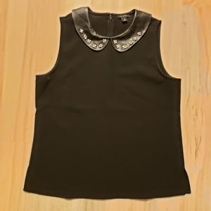 NWOT Ann Taylor embellished leather collar top